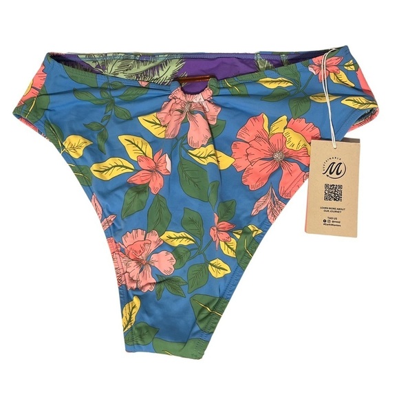 Maaji NWT Reversible Floral High Waist Bikini Bottom - Picture 1 of 9